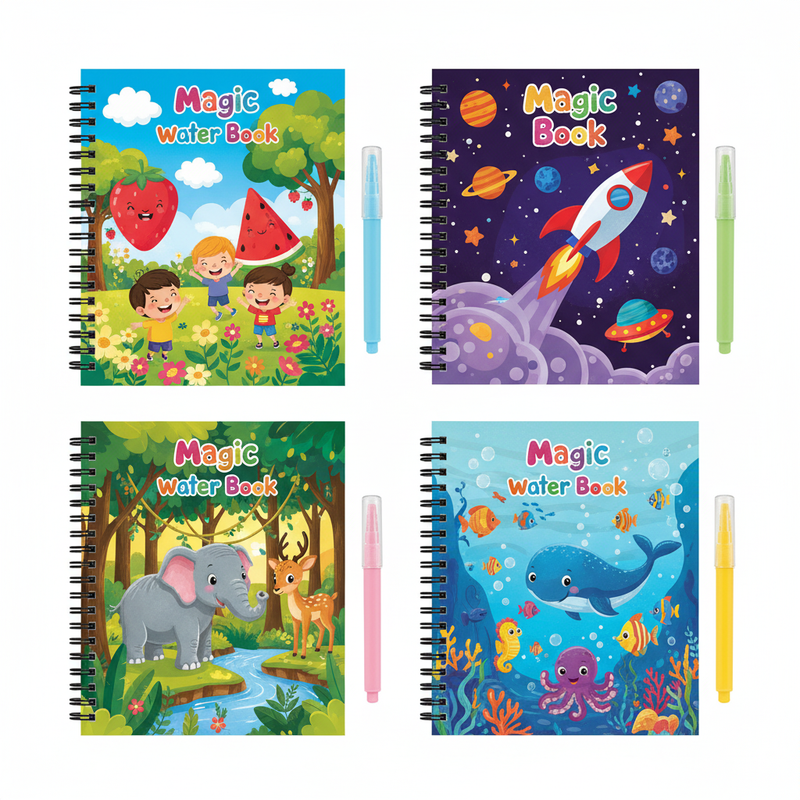 Magic Water Coloring Book - 4 themes